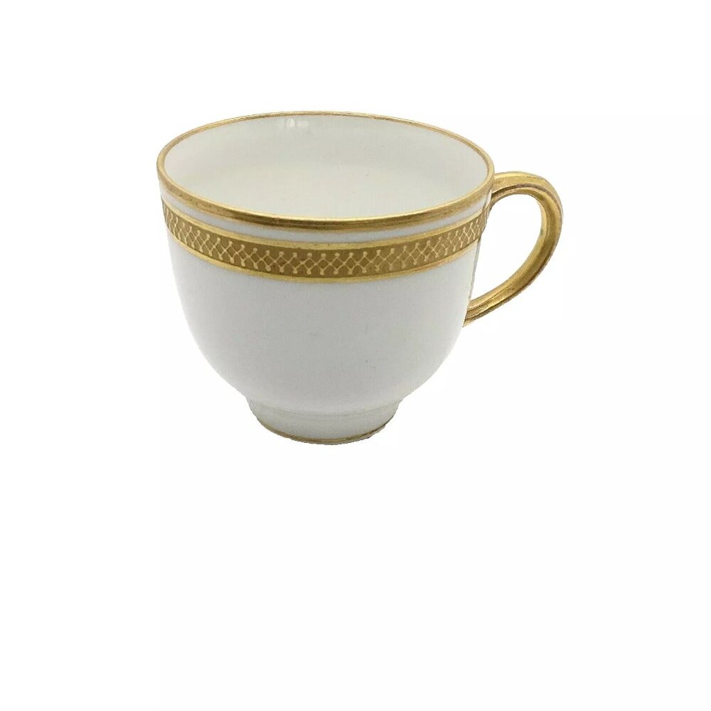 Limoges France W. G. & Co. Footed Demitasse Cup 3 Gold Bands Pattern GUE119